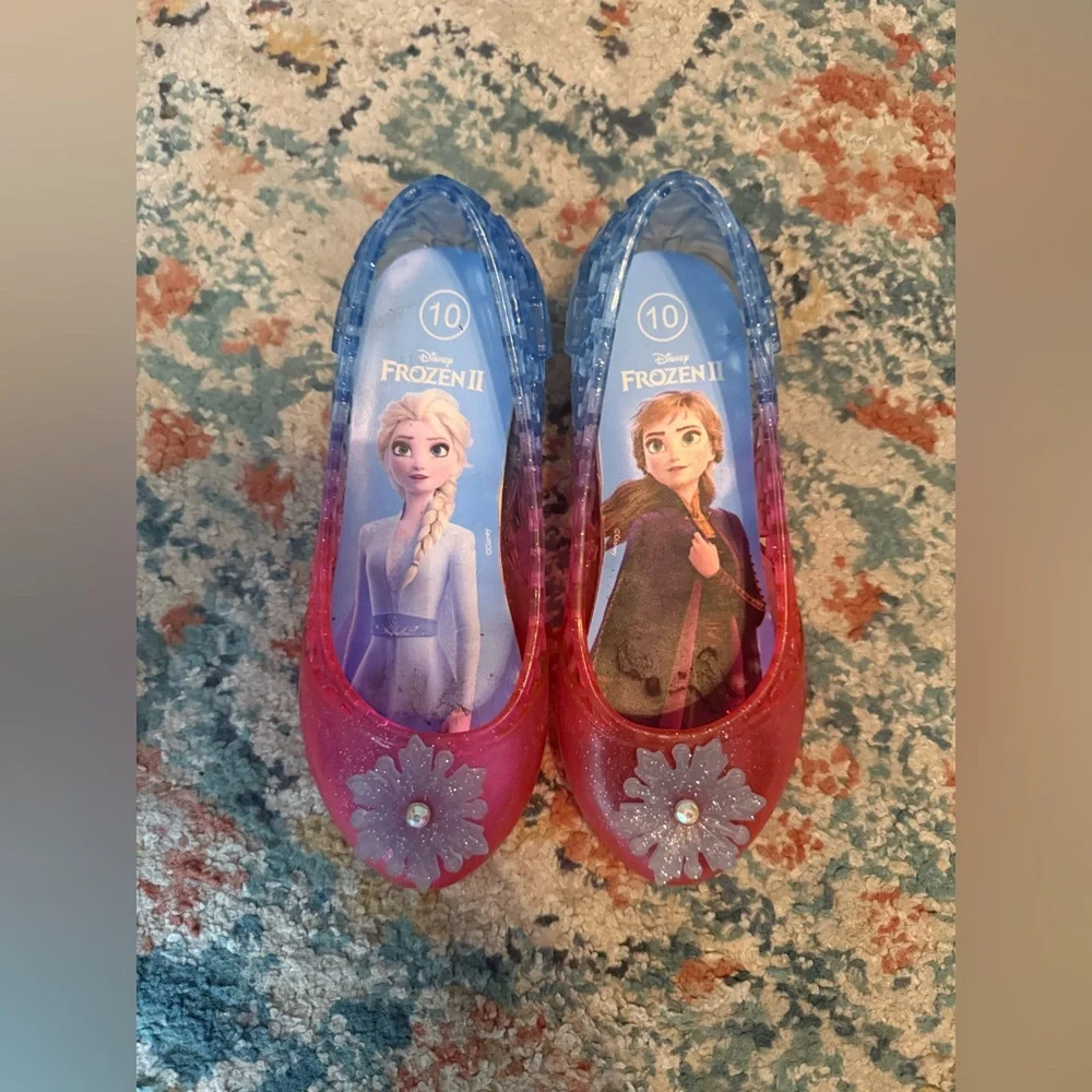Disney Frozen II Pink and Blue Girls Slip-On Dress Shoes